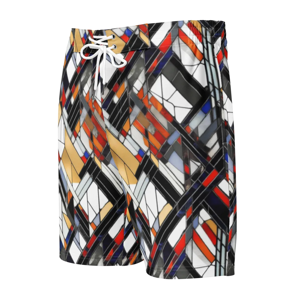 Stained Geometry on Men's Board Shorts — Front