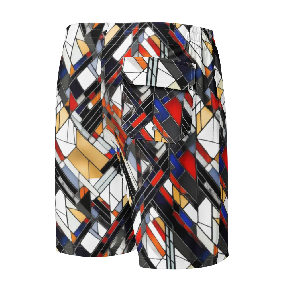 Stained Geometry on Men's Board Shorts — Back