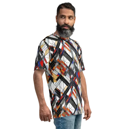 Stained Geometry on a Men's Crew Neck T-Shirt