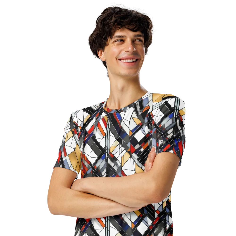 Stained Geometry on Men's Crew Neck T-Shirt — Left Front