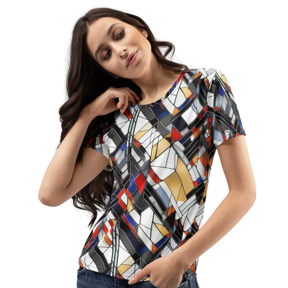 Stained Geometry on Women's Crew Neck T-Shirt — Left Front