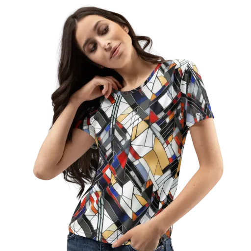 Stained Geometry on a Women's Crew Neck T-Shirt