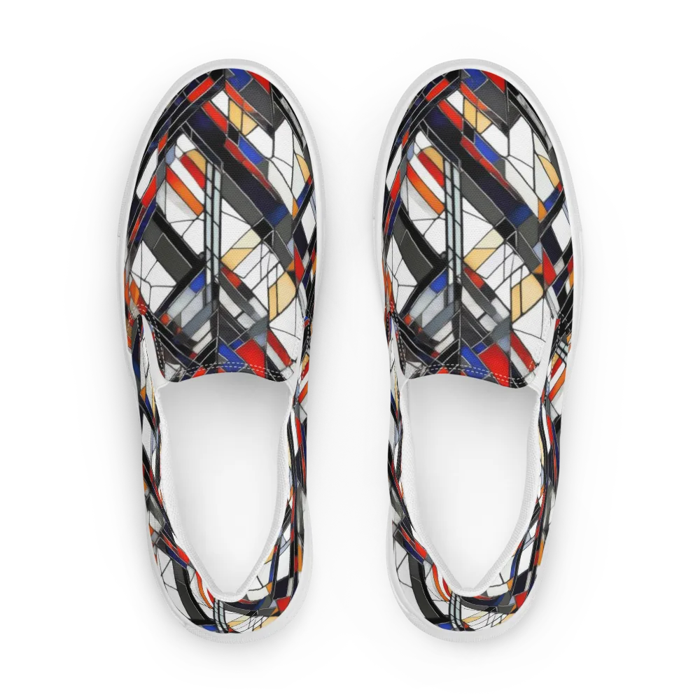 Stained Geometry on Men's Slip-On Canvas Shoes — Front