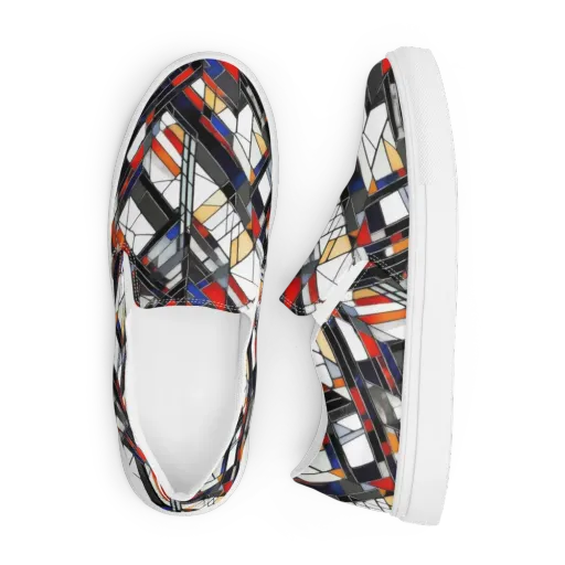 Stained Geometry on a Men's Slip-On Canvas Shoes