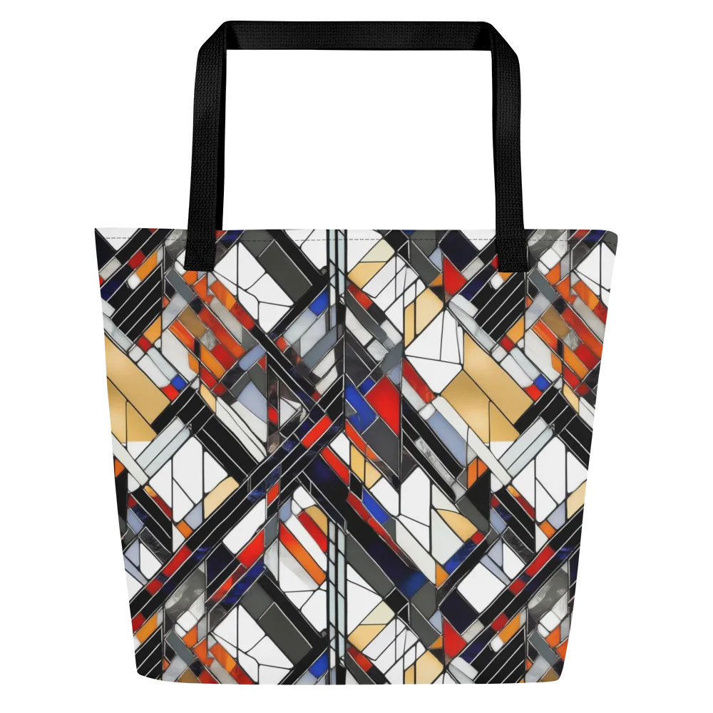 Stained Geometry on Large Tote Bag W/ Pocket — Front