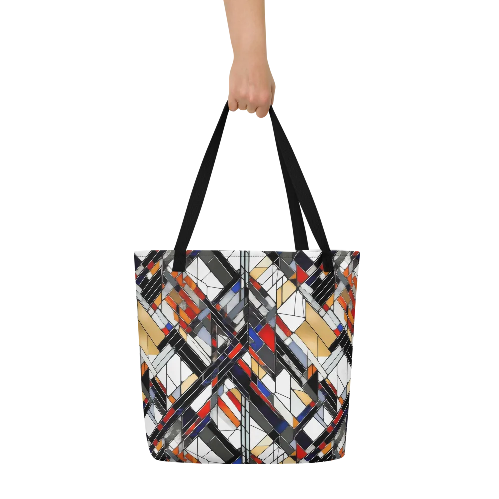 Stained Geometry on Large Tote Bag W/ Pocket — Front