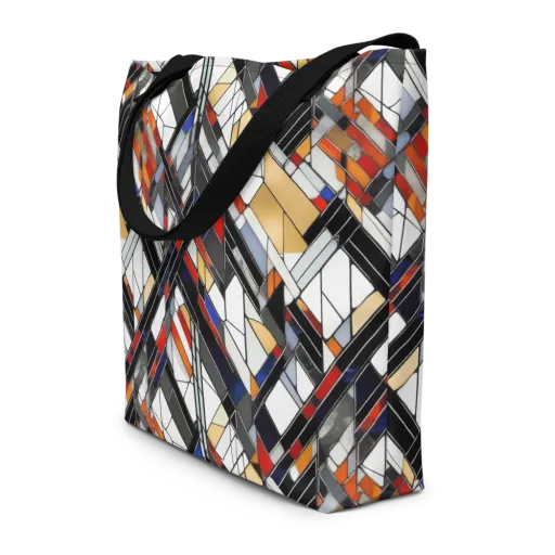 Stained Geometry on a Large Tote Bag W/ Pocket