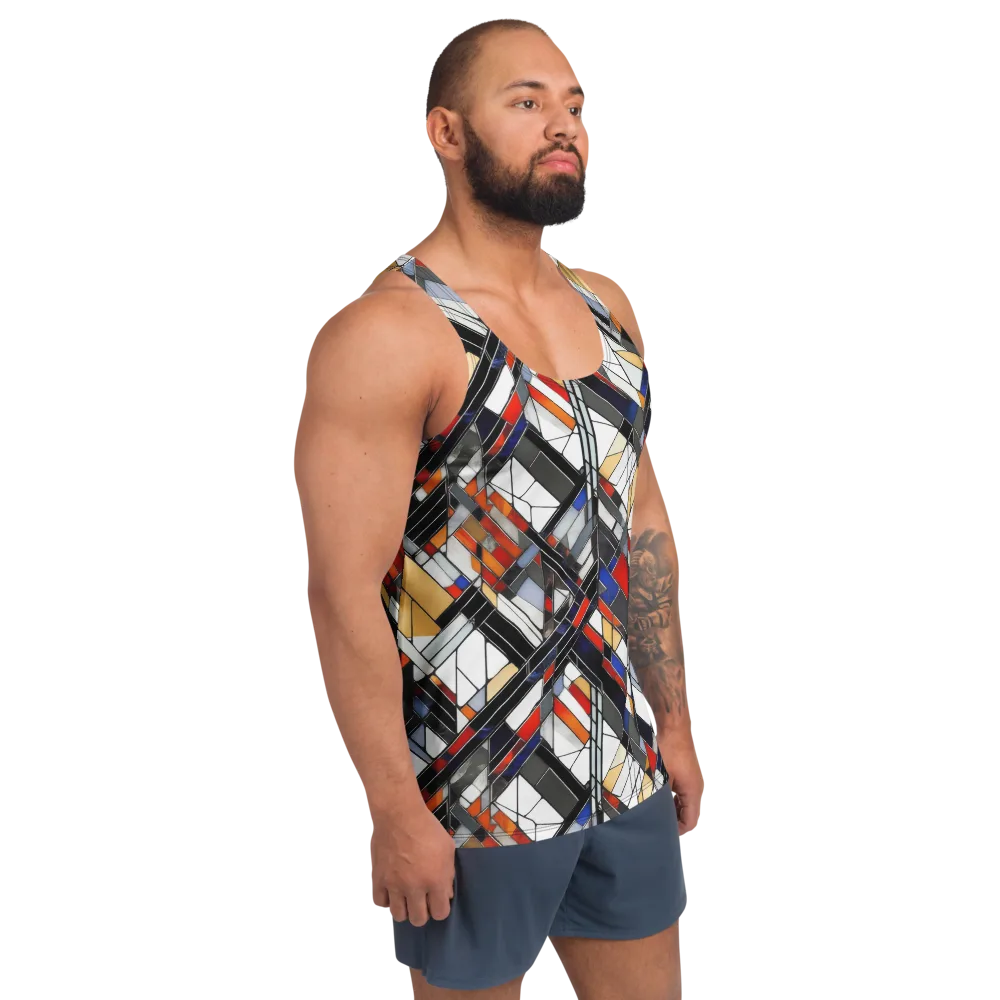 Stained Geometry on Men's Tank Top — Right Front