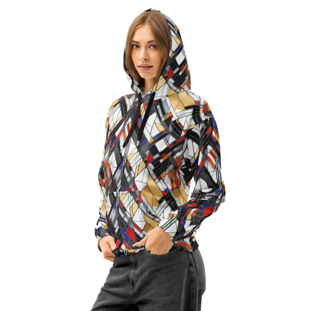 Stained Geometry on Cotton Hoodie — Left Front