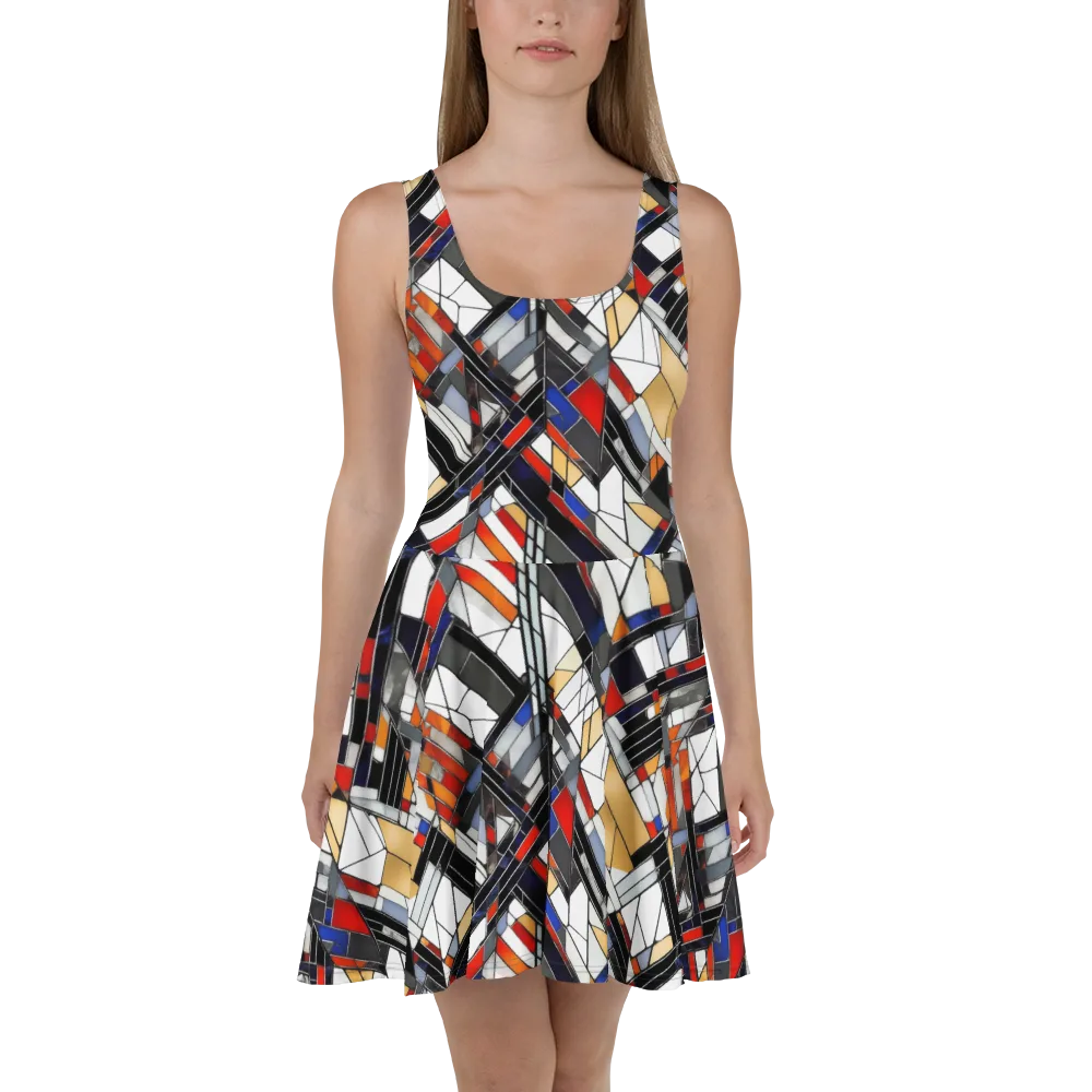 Stained Geometry on Skater Dress — Front