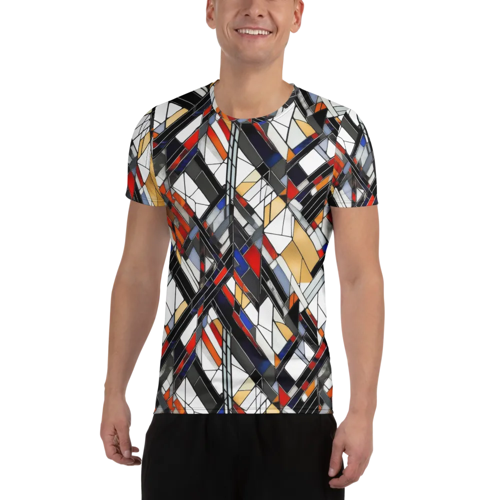 Stained Geometry on Men's Athletic T-Shirt — Front