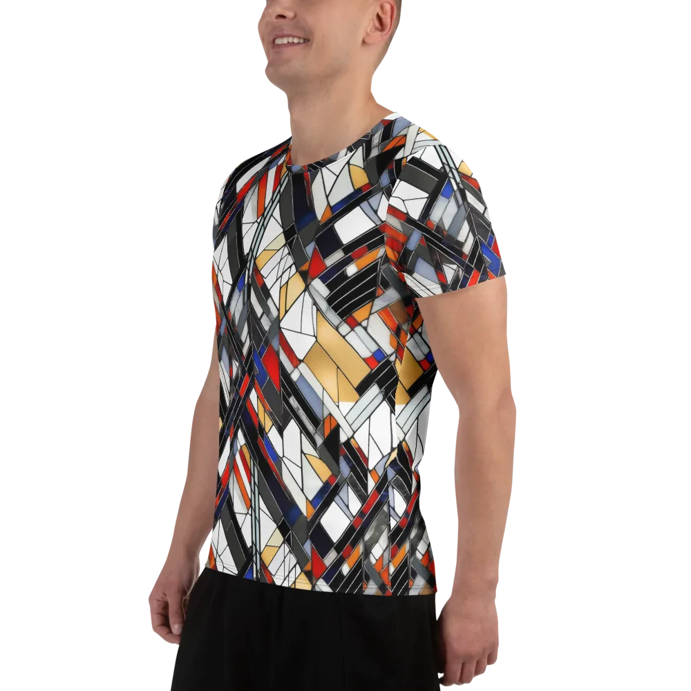 Stained Geometry on Men's Athletic T-Shirt — Left