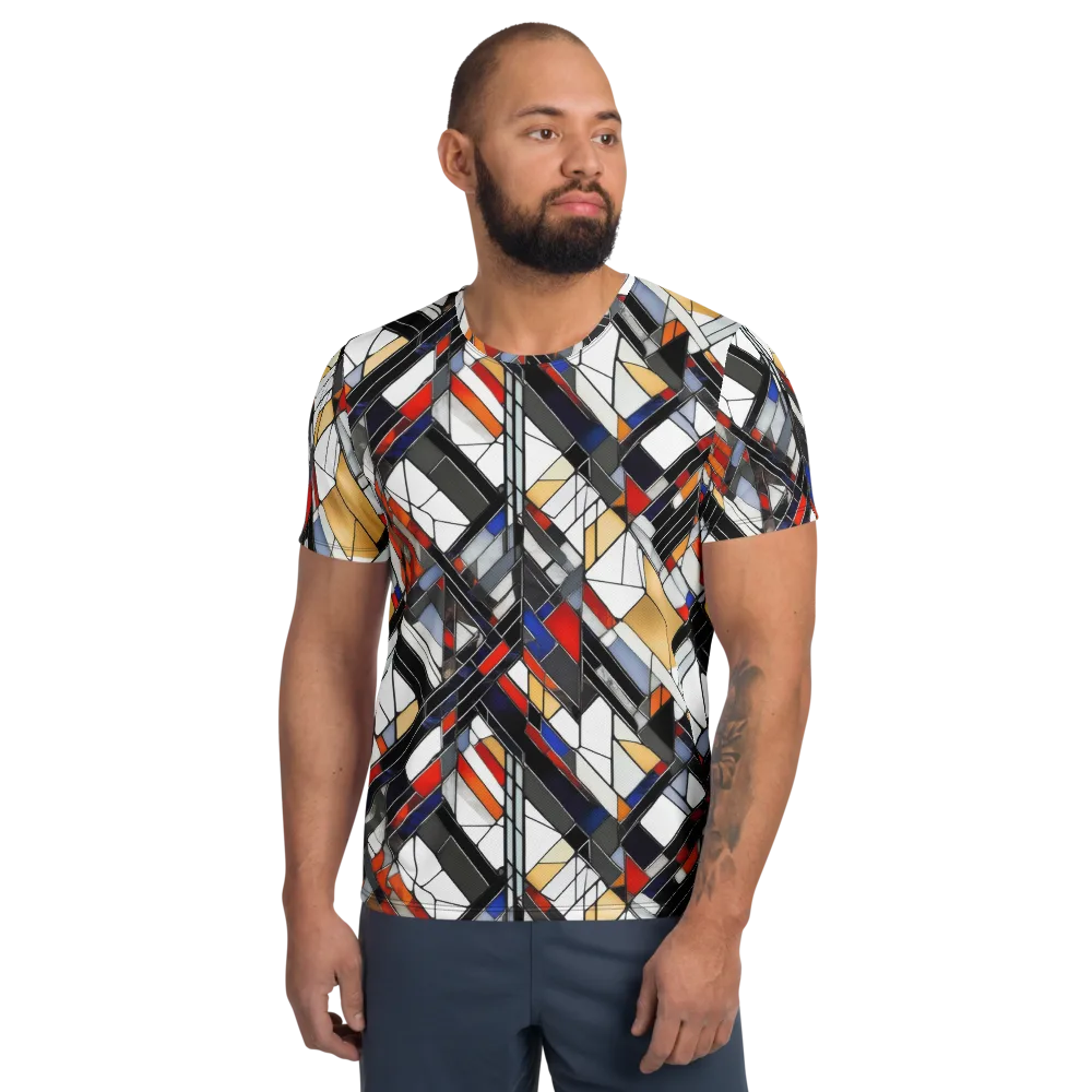 Stained Geometry on Men's Athletic T-Shirt — Front