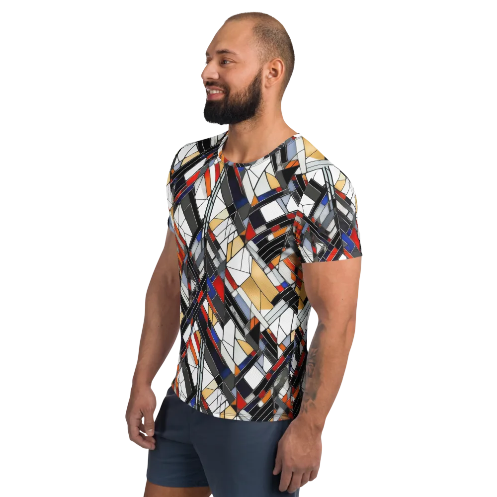 Stained Geometry on Men's Athletic T-Shirt — Left
