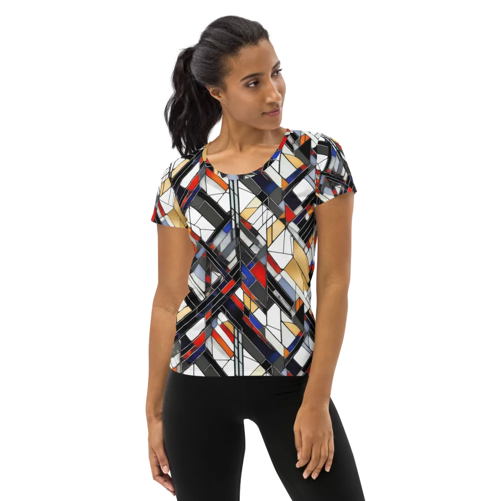 Stained Geometry on Women's Athletic T-Shirt — Front