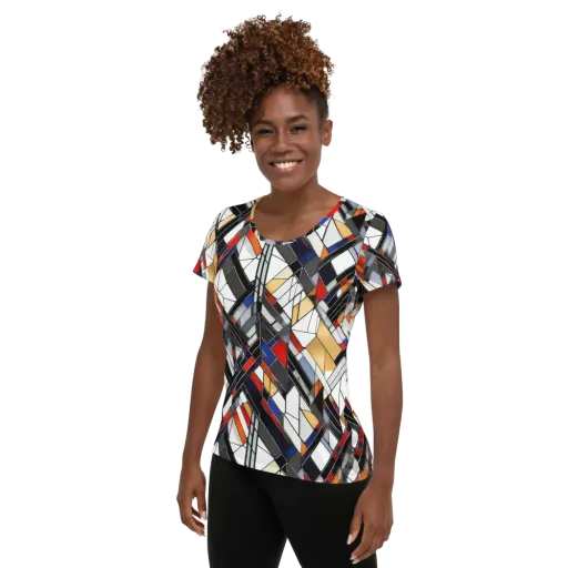 Stained Geometry on a Women's Athletic T-Shirt