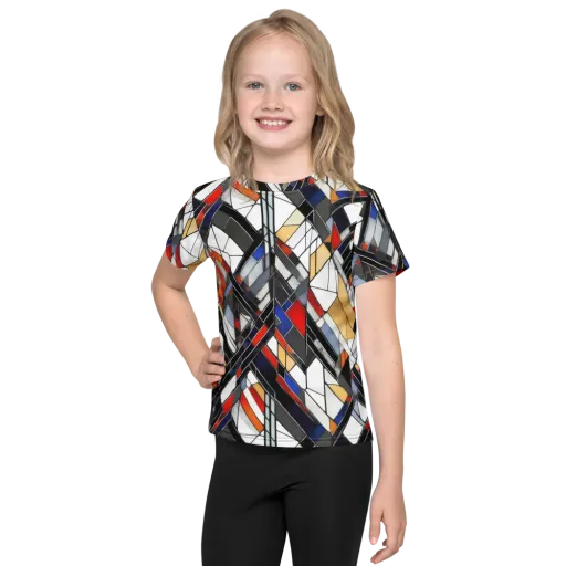 Stained Geometry on a Kids Crew Neck T-Shirt