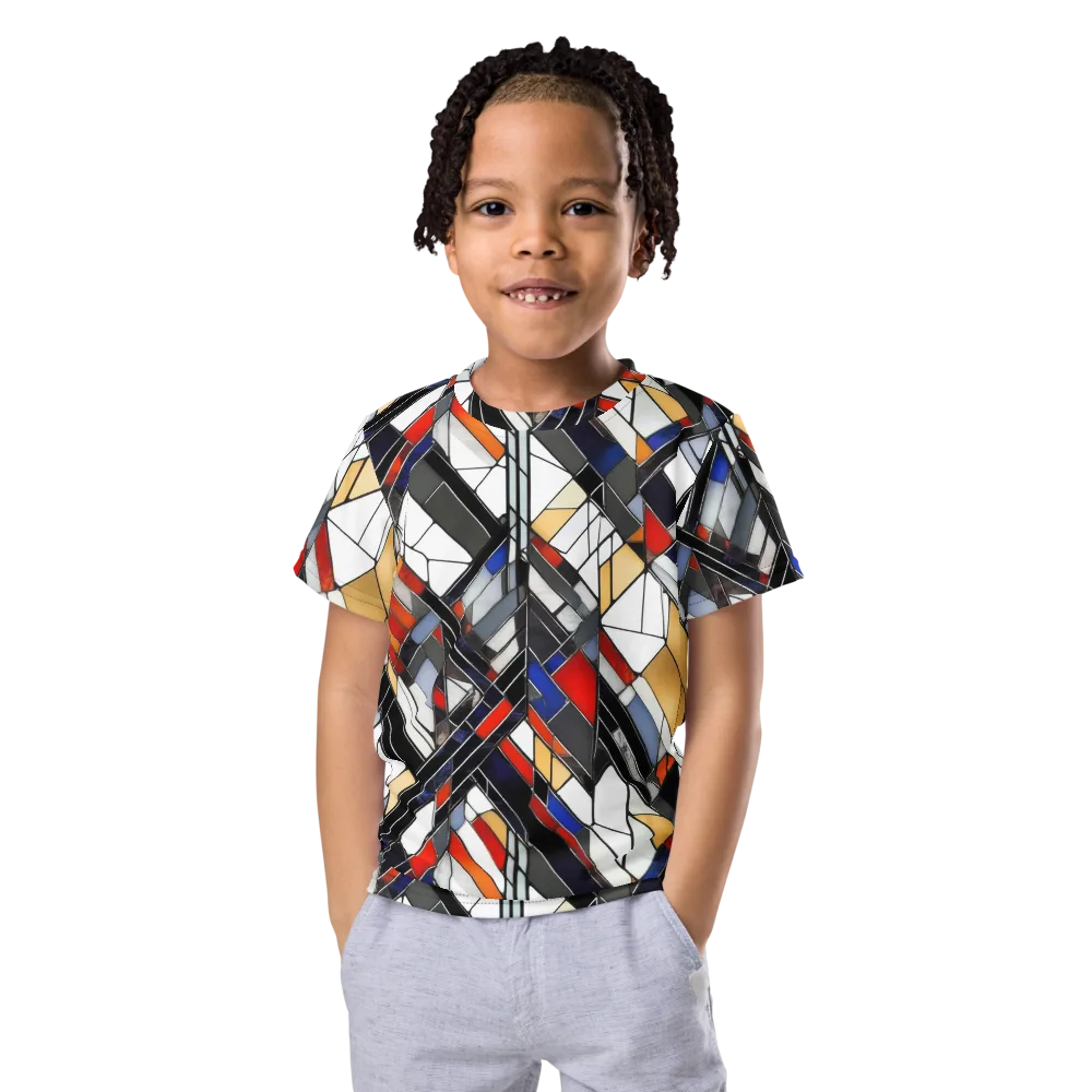 Stained Geometry on Kids Crew Neck T-Shirt — Front