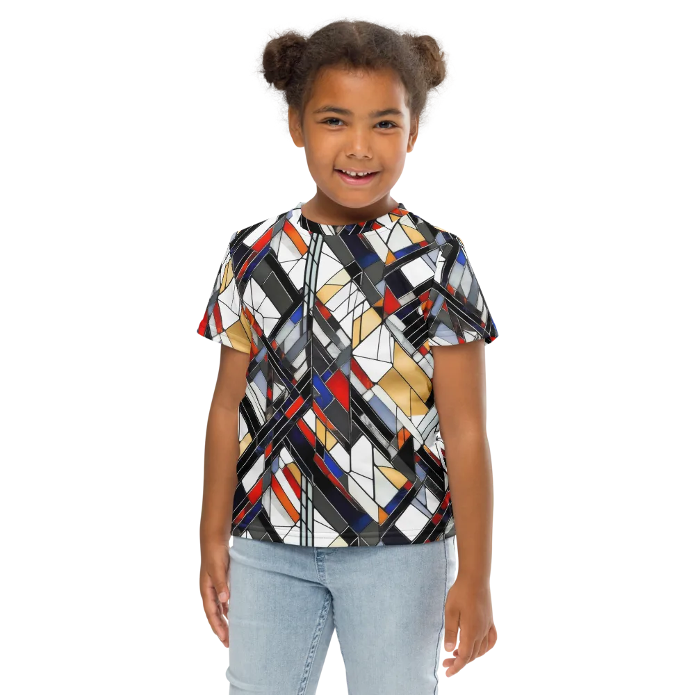 Stained Geometry on Kids Crew Neck T-Shirt — Front