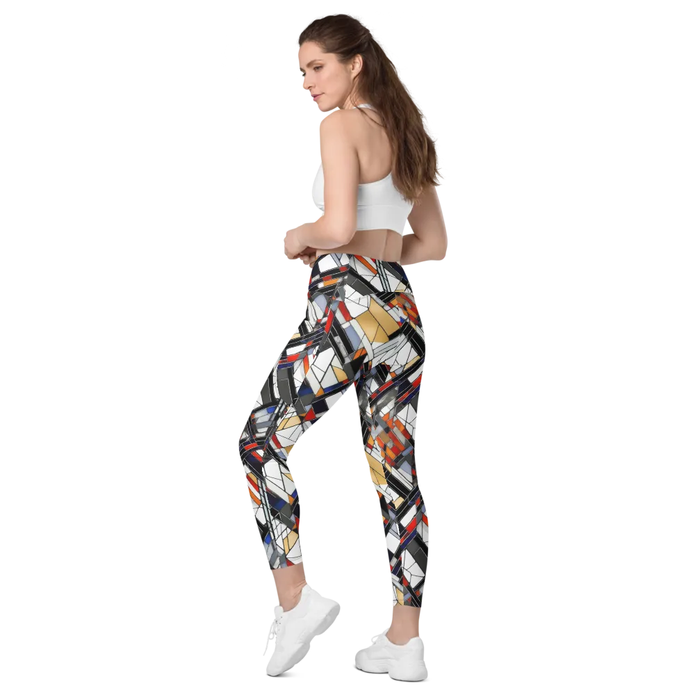 Stained Geometry on Leggings with Pockets — Left Back