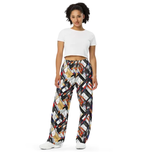 Stained Geometry on a Wide-Leg Pants