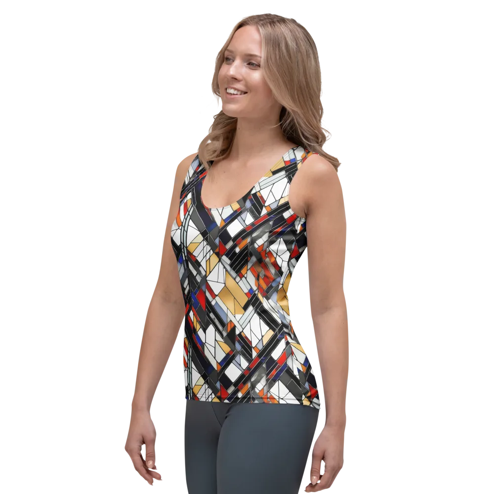 Stained Geometry on Women's Tank Top — Left Front