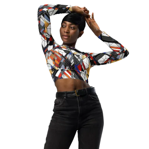 Stained Geometry on a Long Sleeve Crop Top