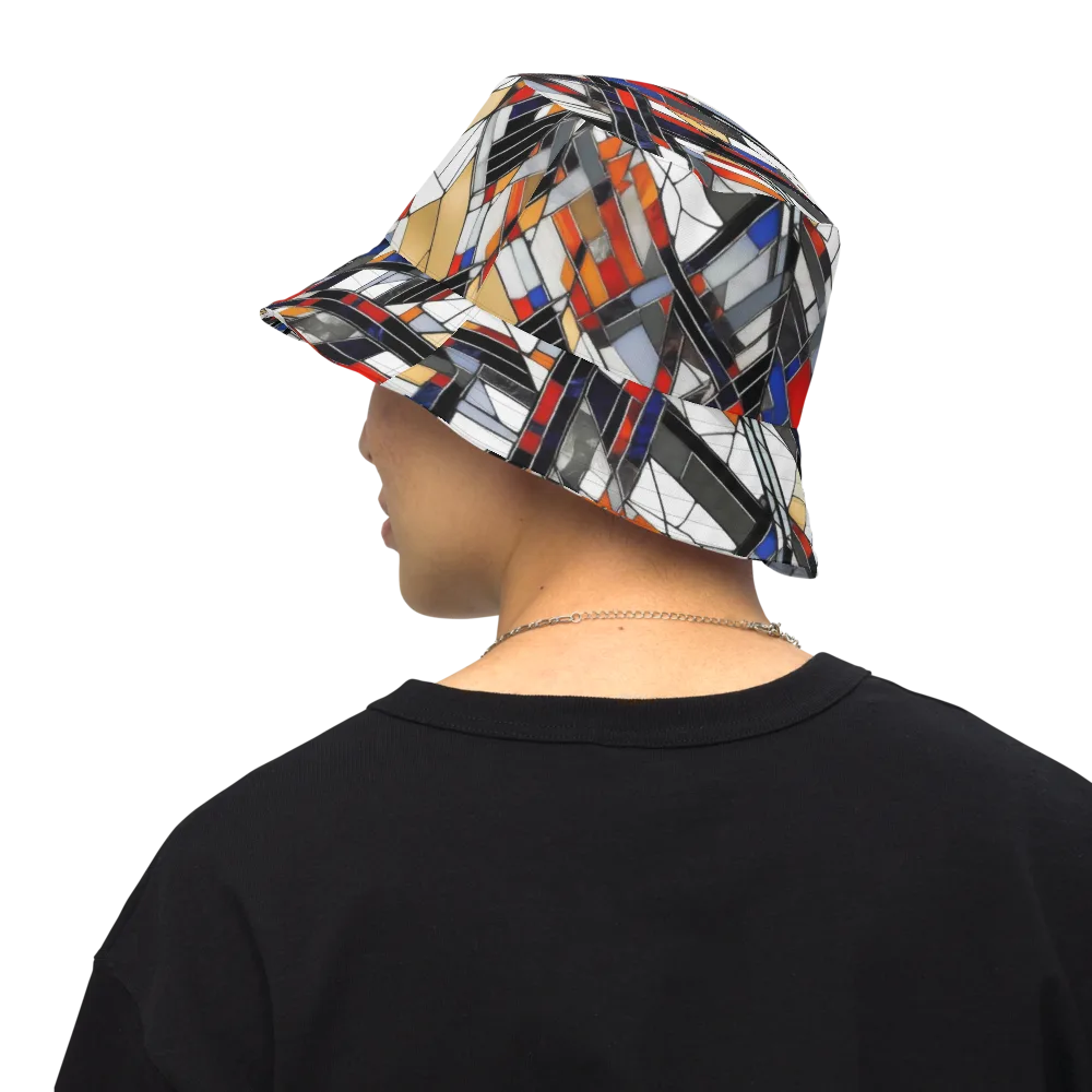 Stained Geometry on Reversible Bucket Hat — Back Inside