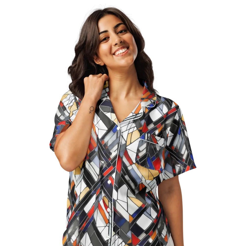 Stained Geometry on Women's Short Sleeve Pajama Top — Front