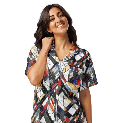 Stained Geometry on a Women's Short Sleeve Pajama Top