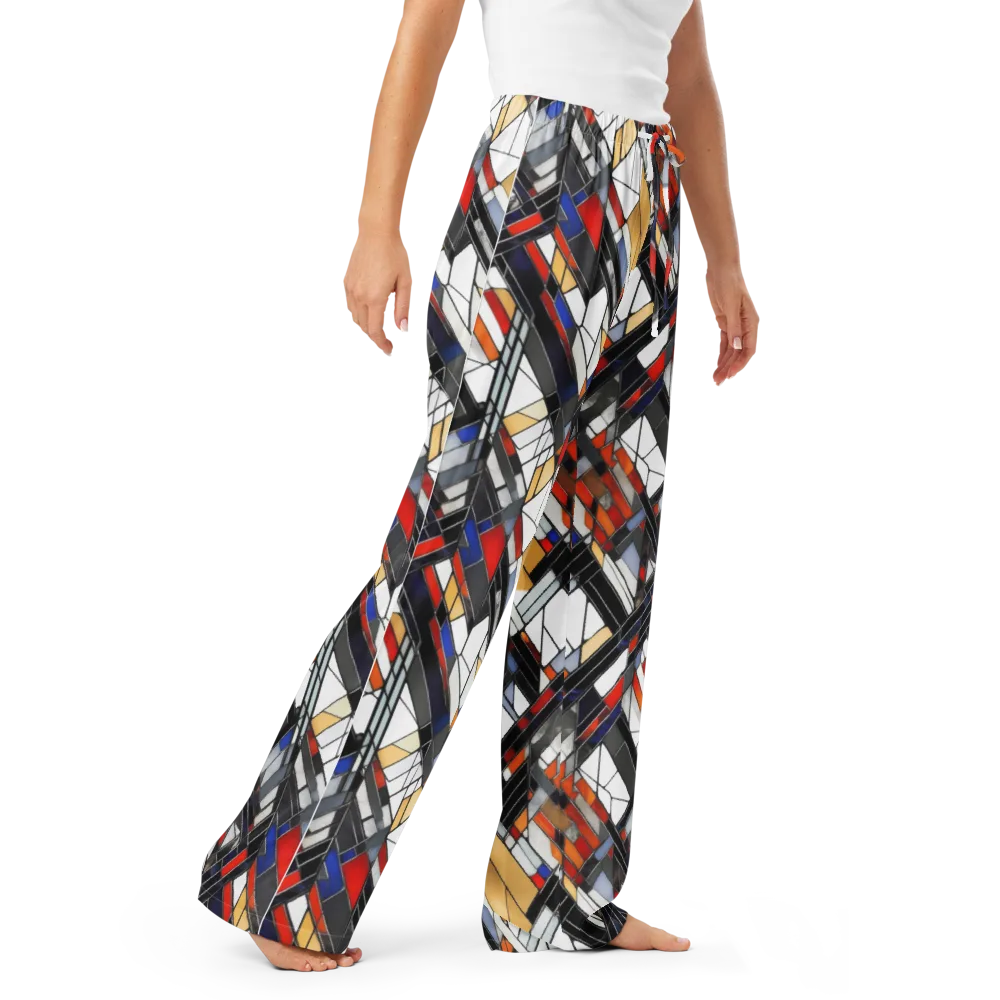 Stained Geometry on Women's Pajama Pants — Right Front
