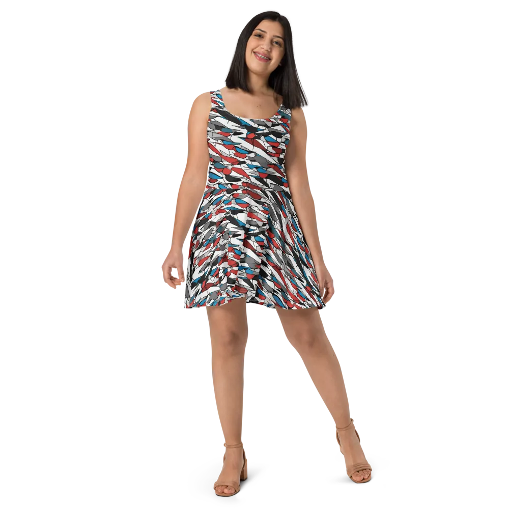 Redwing Static on Skater Dress — Front