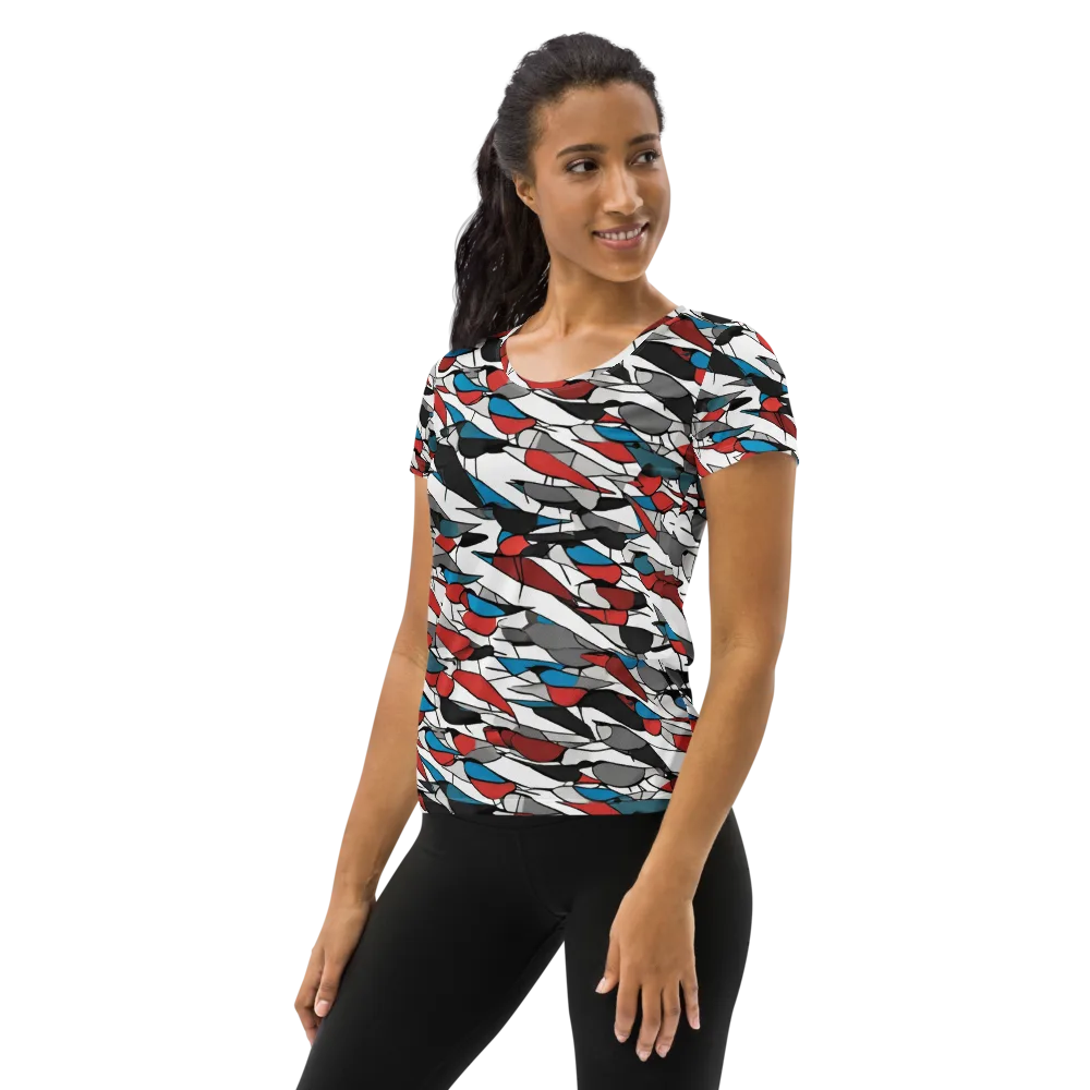 Redwing Static on Women's Athletic T-Shirt — Left