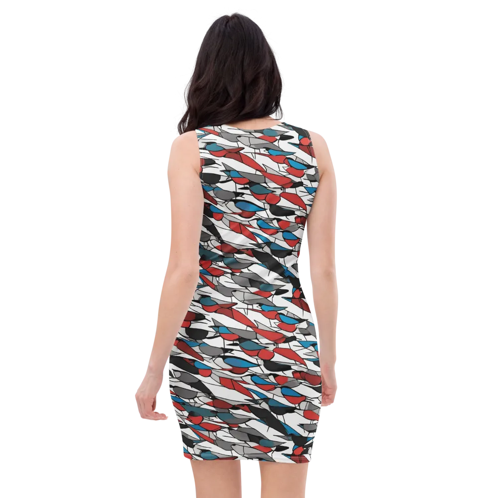 Redwing Static on Bodycon Dress — Back