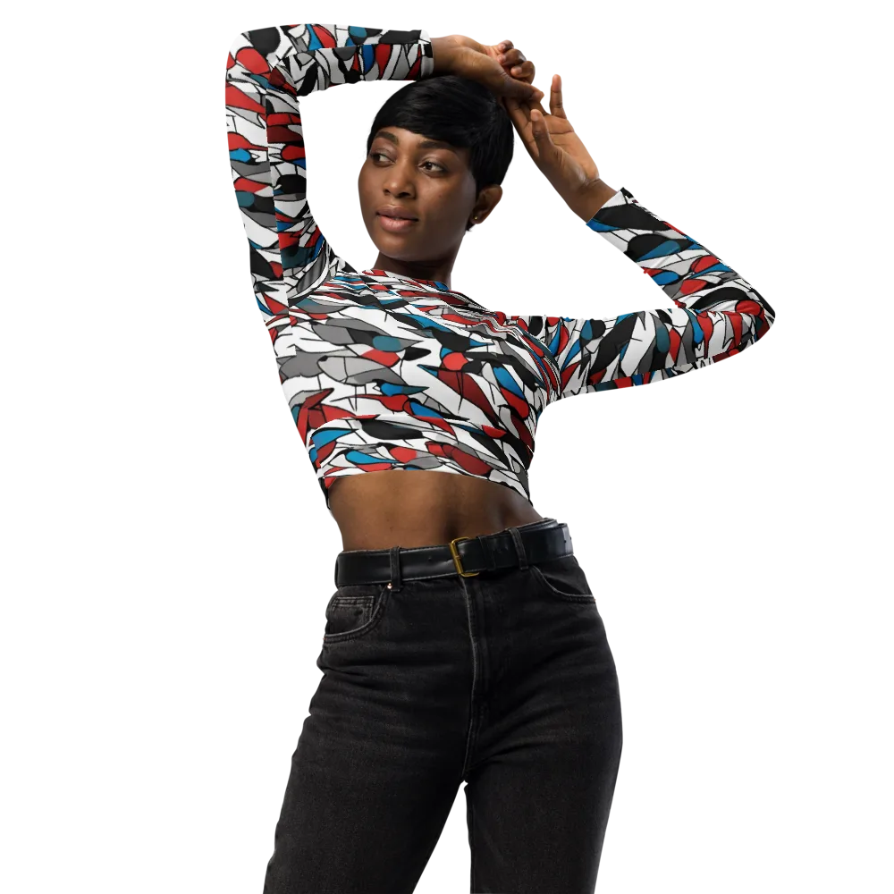 Redwing Static on Long Sleeve Crop Top — Front