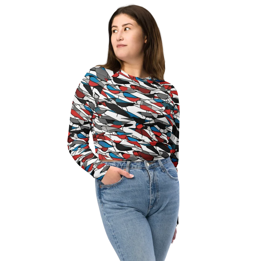 Redwing Static on Long Sleeve Crop Top — Front
