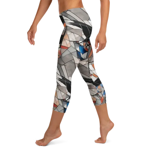 Stained Glass Crows on a Capri Leggings