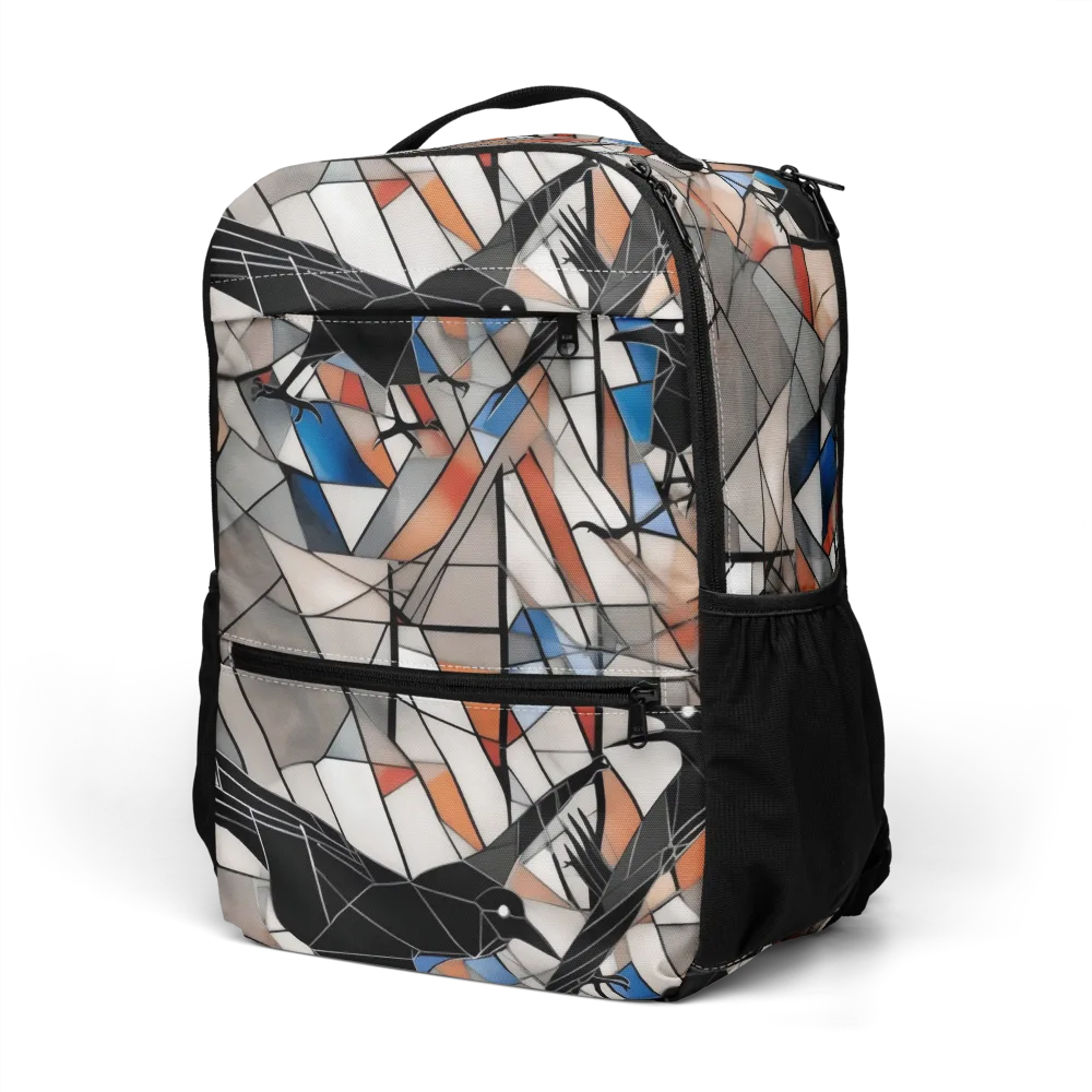 Stained Glass Crows on Utility Backpack — Left Front
