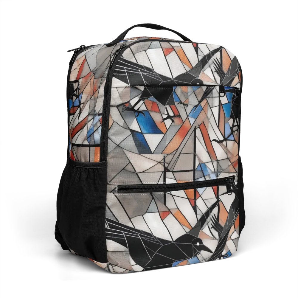 Stained Glass Crows on Utility Backpack — Right Front