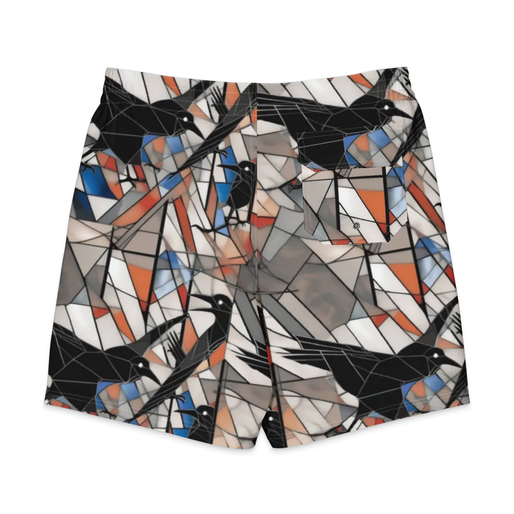 Stained Glass Crows on Men's Board Shorts — Back