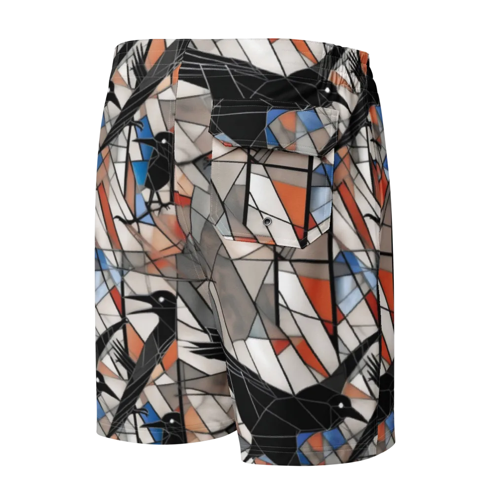 Stained Glass Crows on Men's Board Shorts — Back
