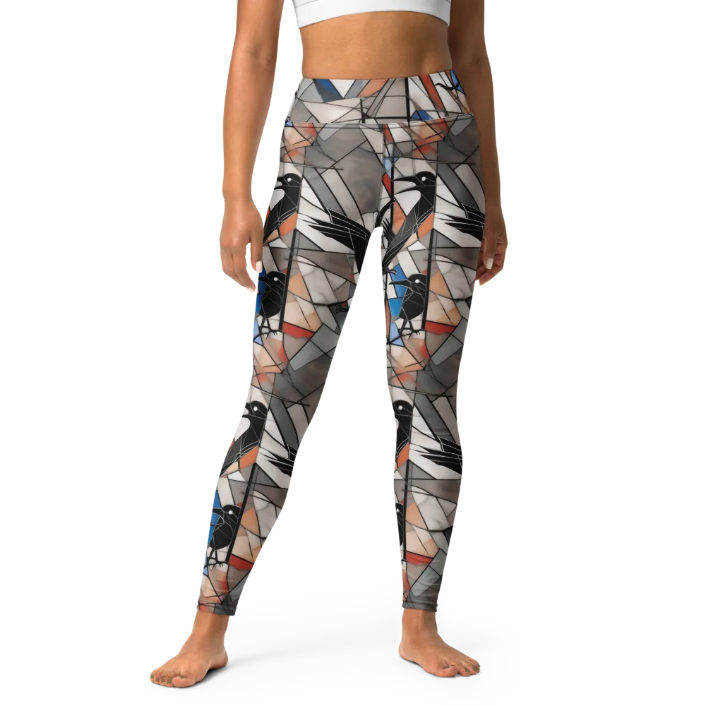Stained Glass Crows on Yoga Leggings — Front