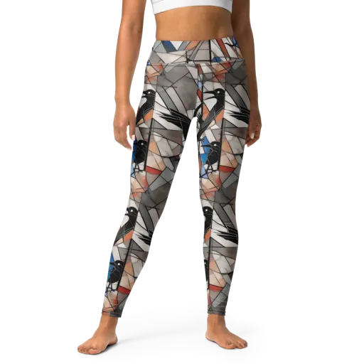 Stained Glass Crows on a Yoga Leggings