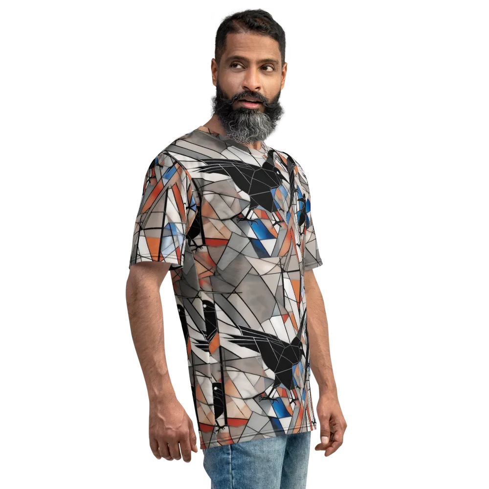 Stained Glass Crows on Men's Crew Neck T-Shirt — Right