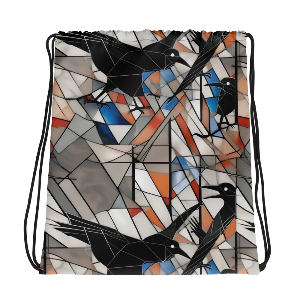 Stained Glass Crows on Drawstring Bag — Photo