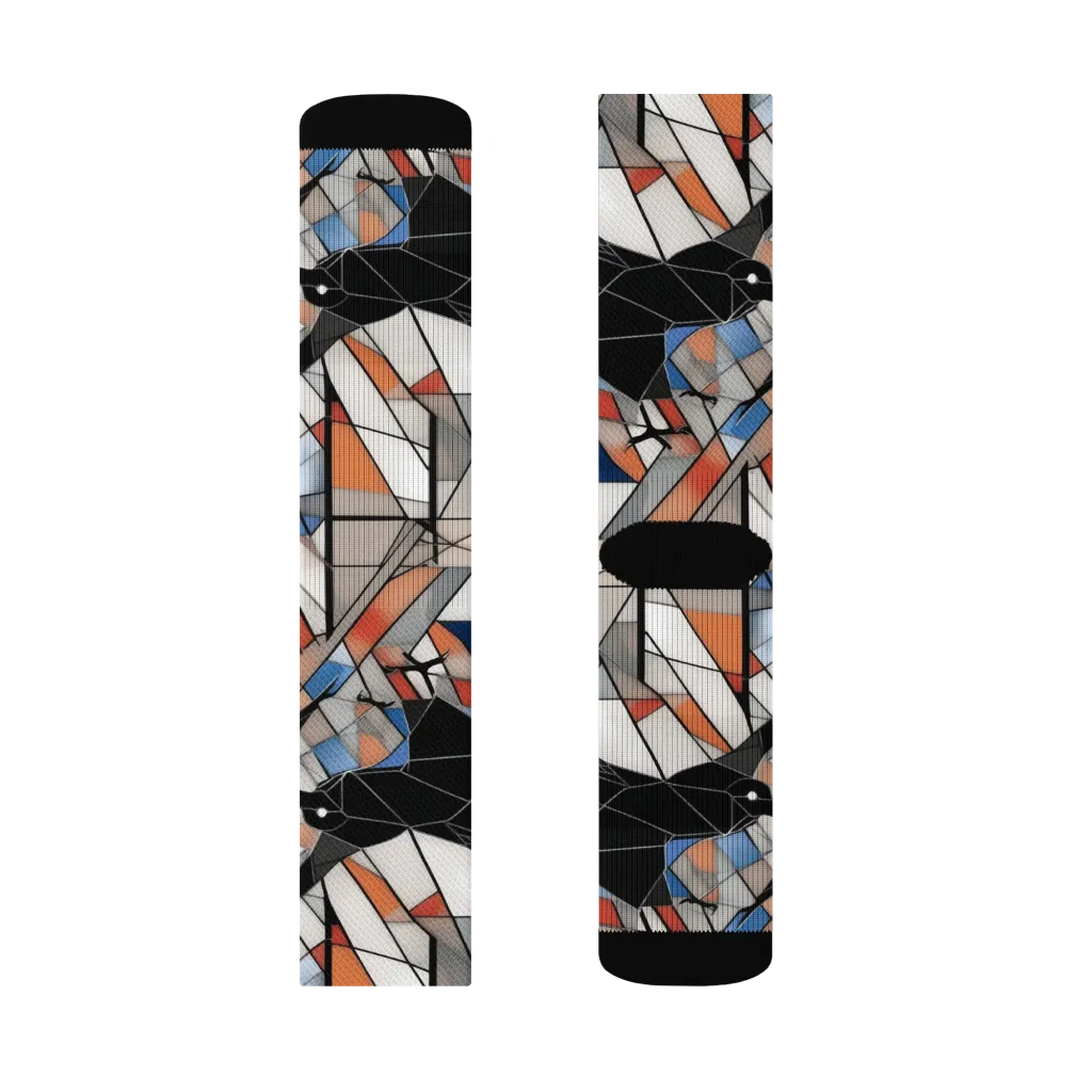 Stained Glass Crows on Socks — Right Sock