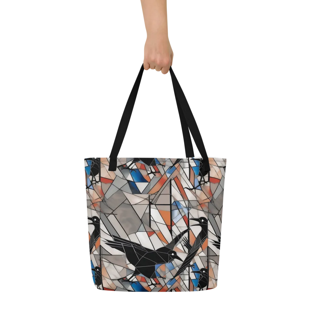 Stained Glass Crows on Large Tote Bag W/ Pocket — Front
