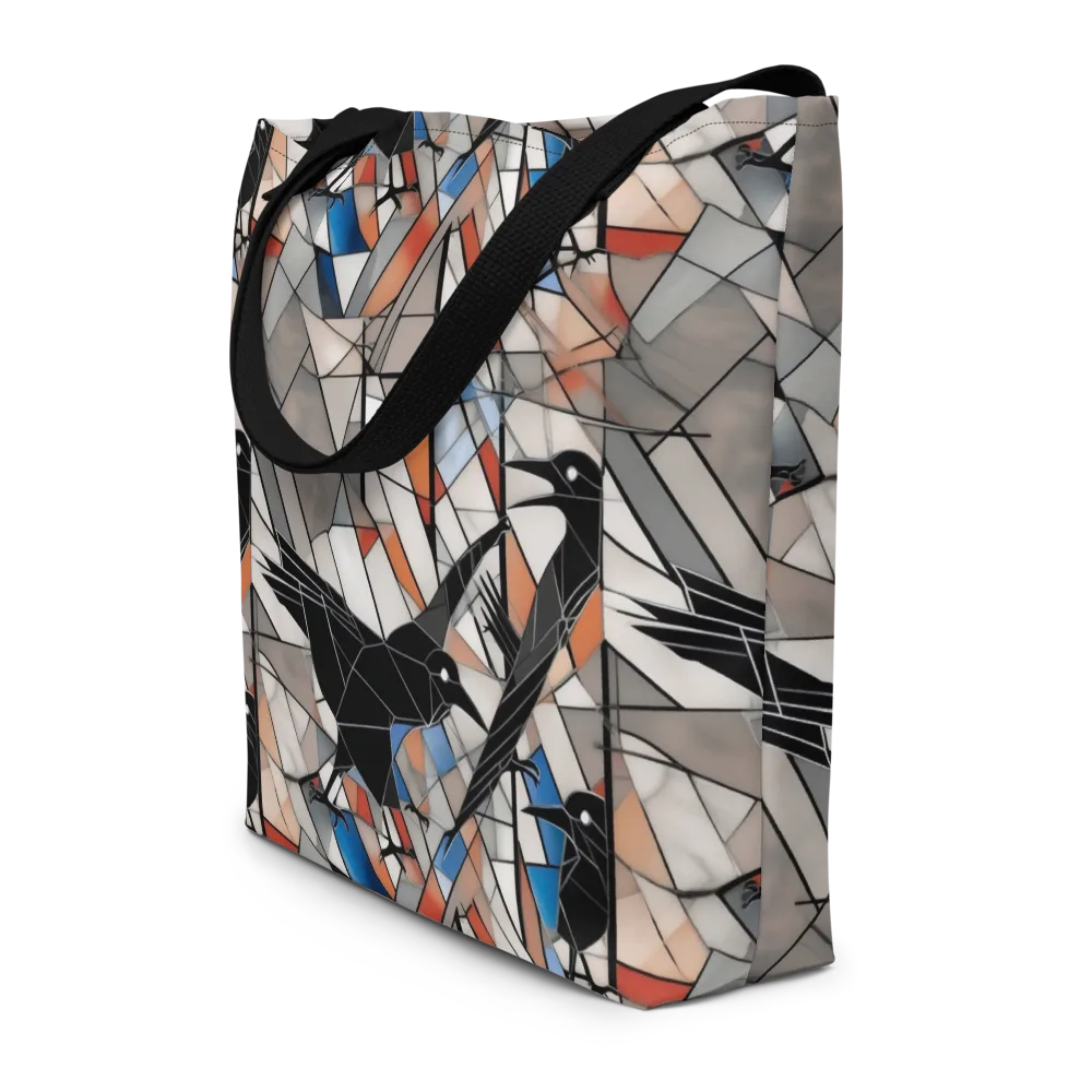 Stained Glass Crows on Large Tote Bag W/ Pocket — Front