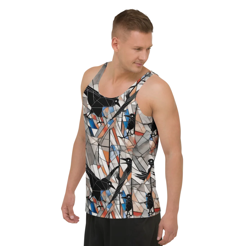 Stained Glass Crows on Men's Tank Top — Left Front