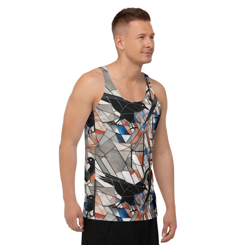 Stained Glass Crows on Men's Tank Top — Right Front